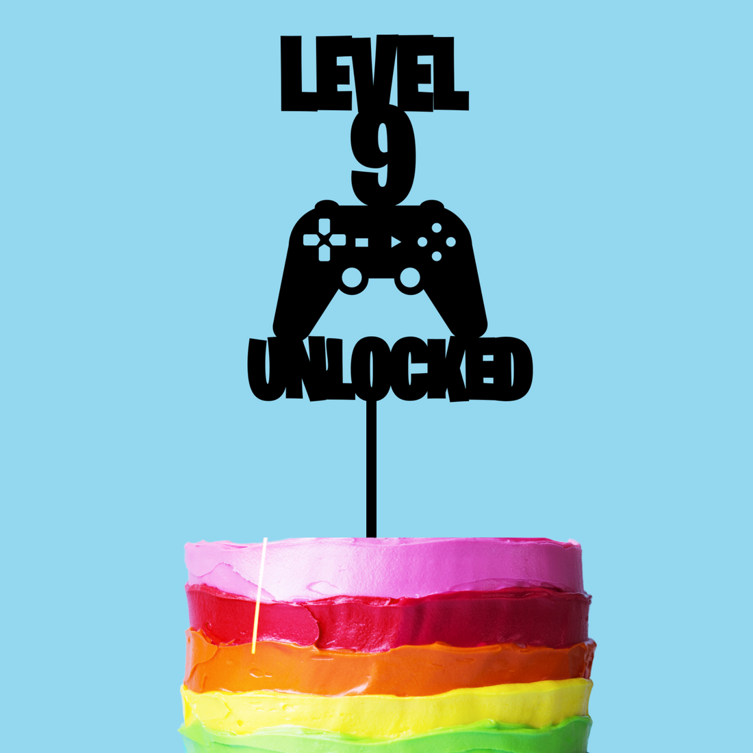 level 9 unlocked gaming cake topper