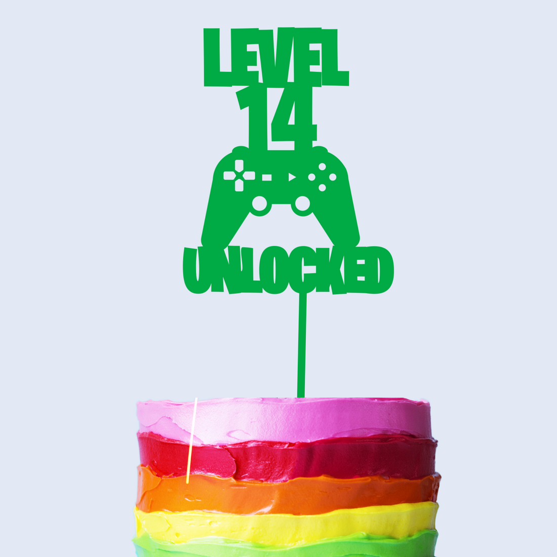 Level 14 Unlocked Gamer Cake Topper