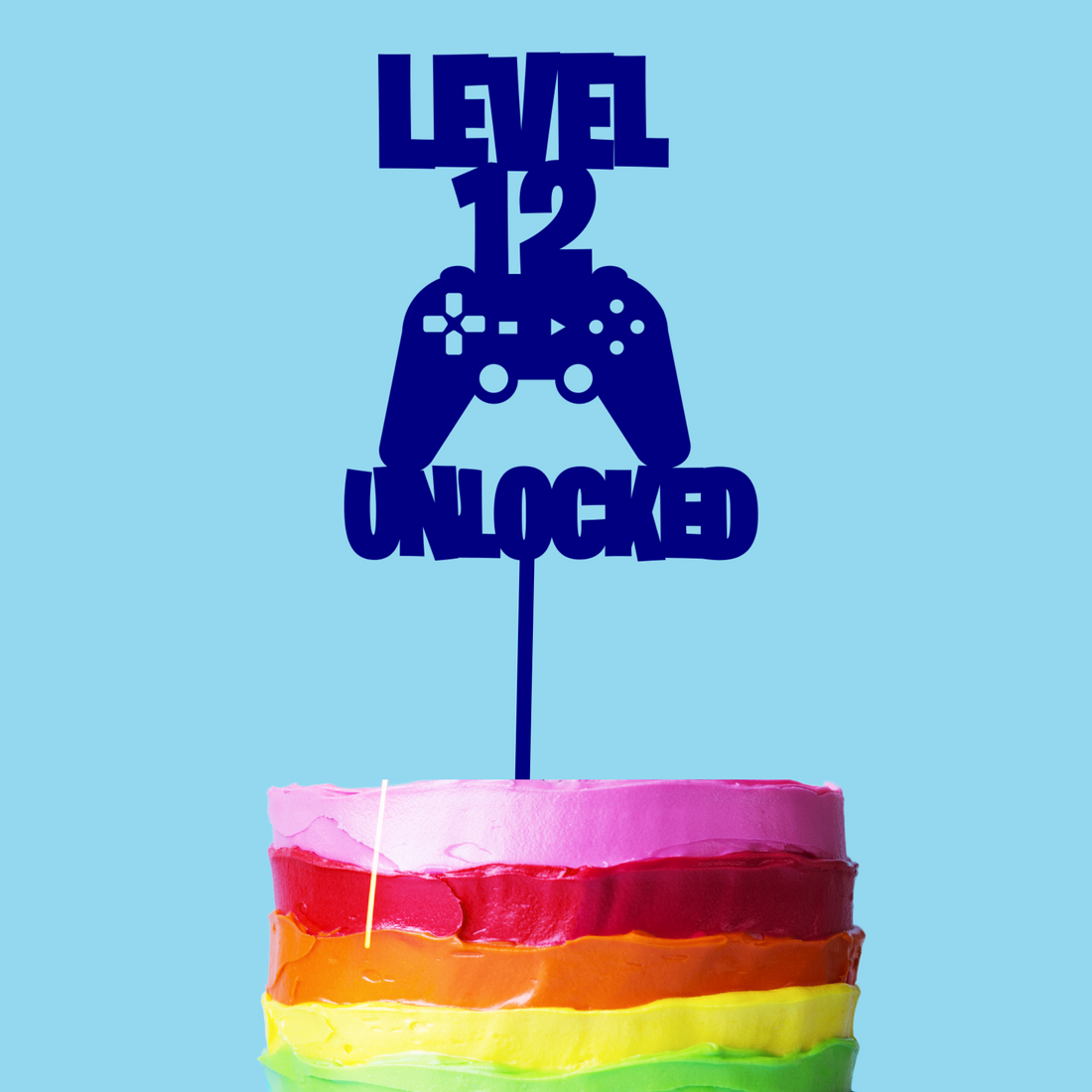 Level 12 Unlocked Gamer Cake Topper