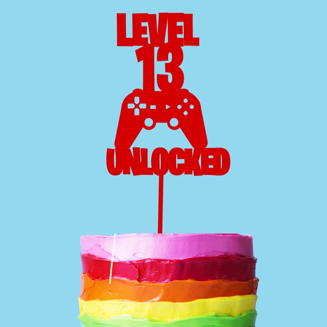 Level 13 Unlocked Gamer Cake Topper