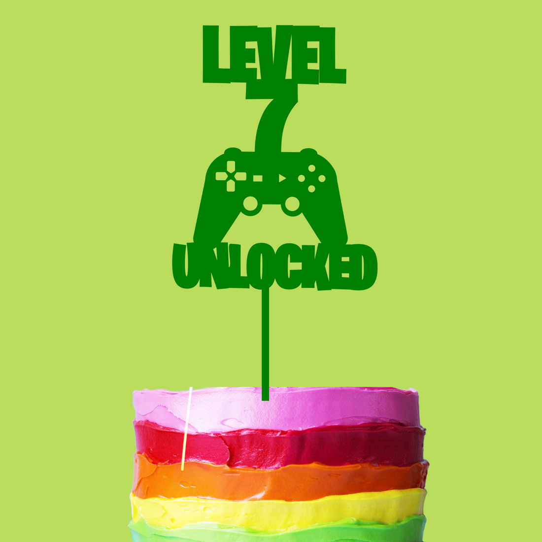 Level 7 Unlocked Gamer Cake Topper
