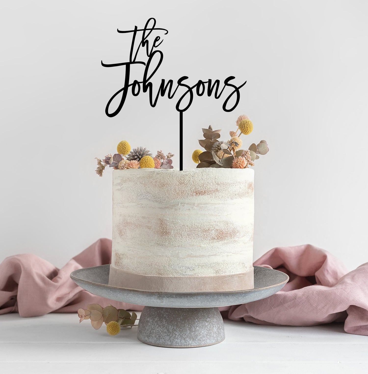 Beautiful Surname Wedding Cake Topper Acrylic - Cake Topper Warehouse