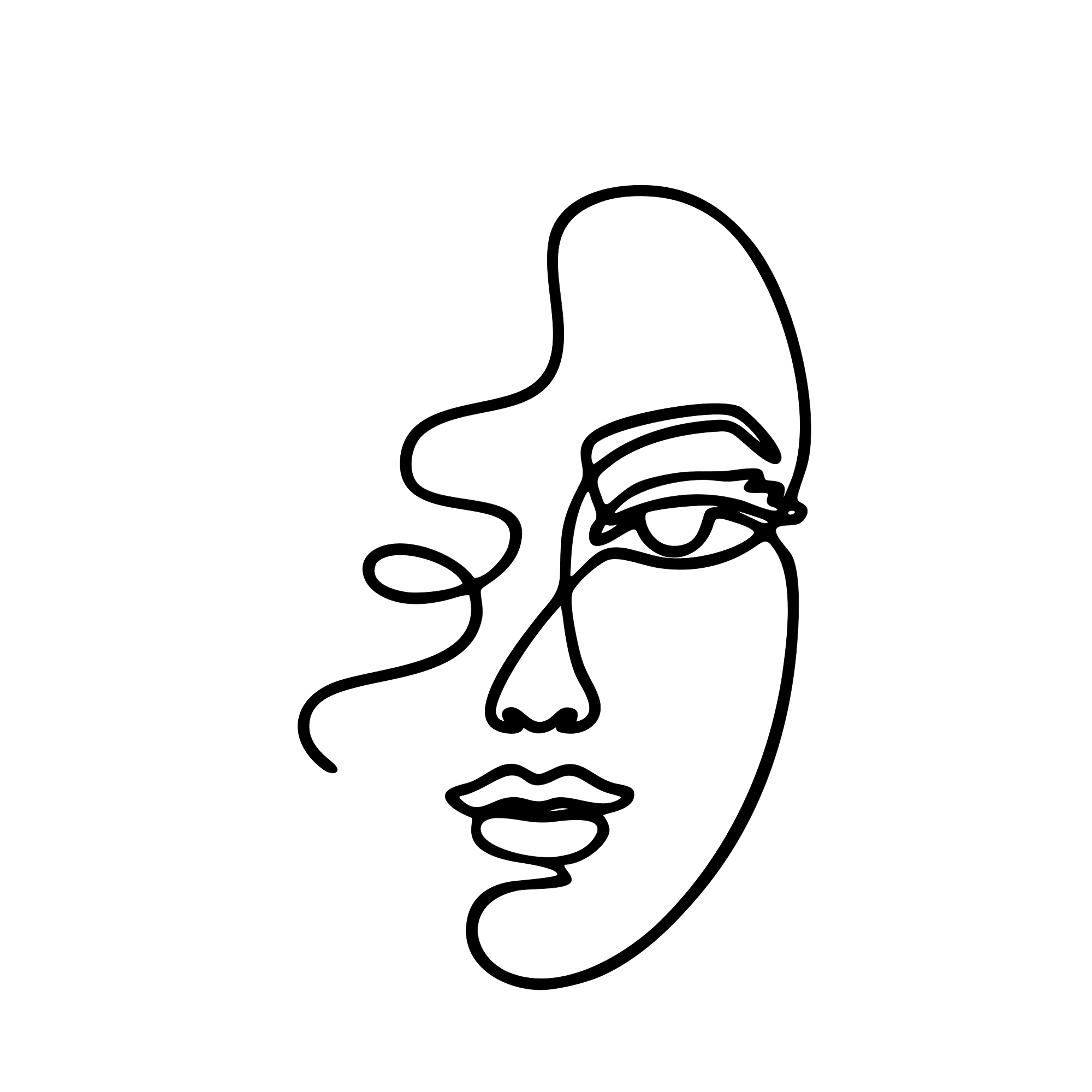 Line Art Face Cake Charm - Cake Topper Warehouse