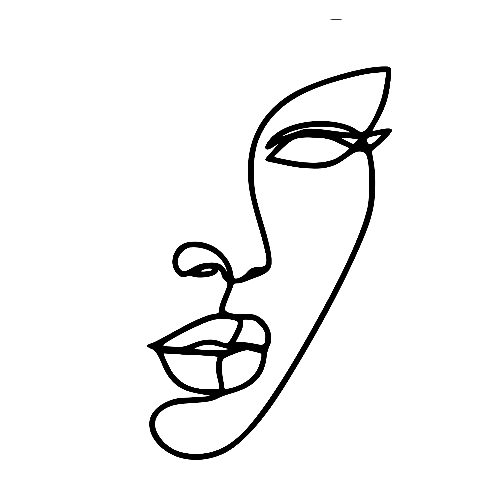 Line Art Face Cake Charm - Cake Topper Warehouse