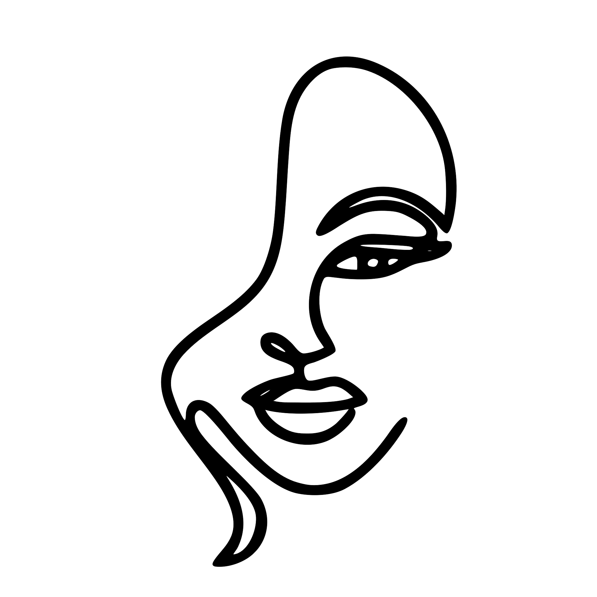 Line Art Face Cake Charm - Cake Topper Warehouse