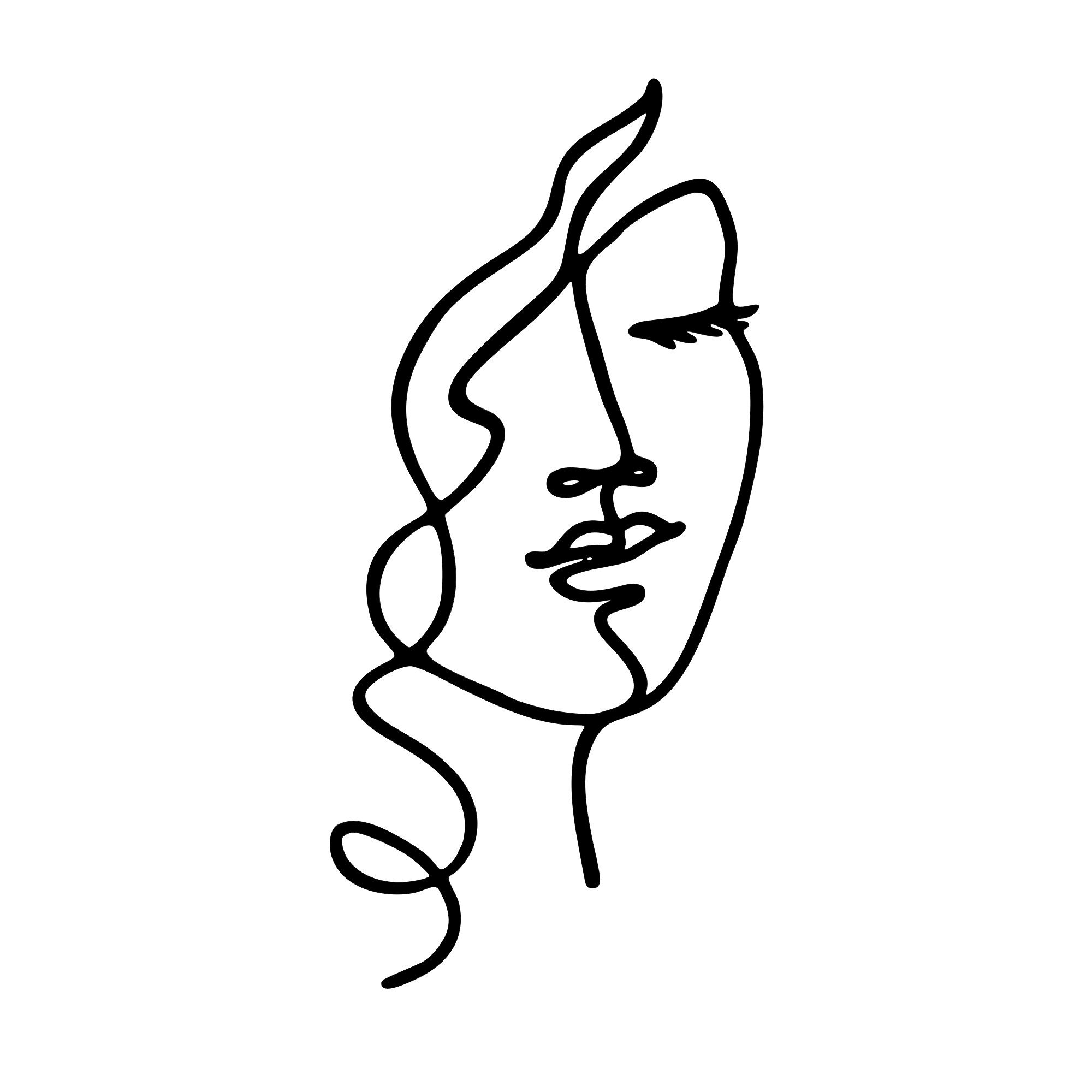 Line Art Face Cake Charm - Cake Topper Warehouse