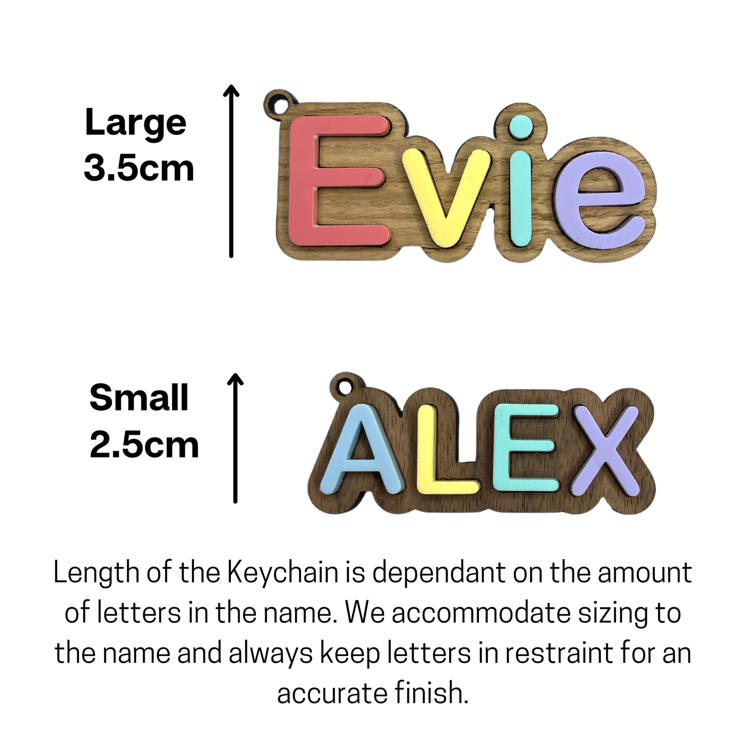 Personalised Wood Mix Name Keychain