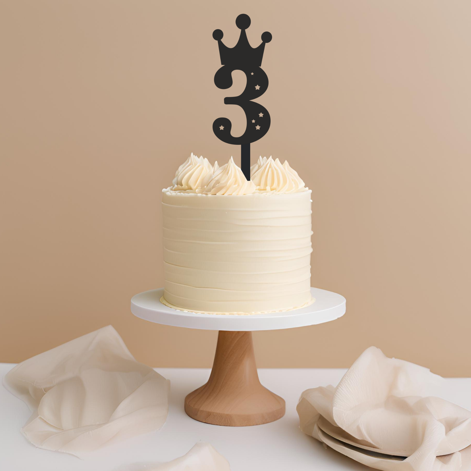 Age 3 Crown Cake Topper