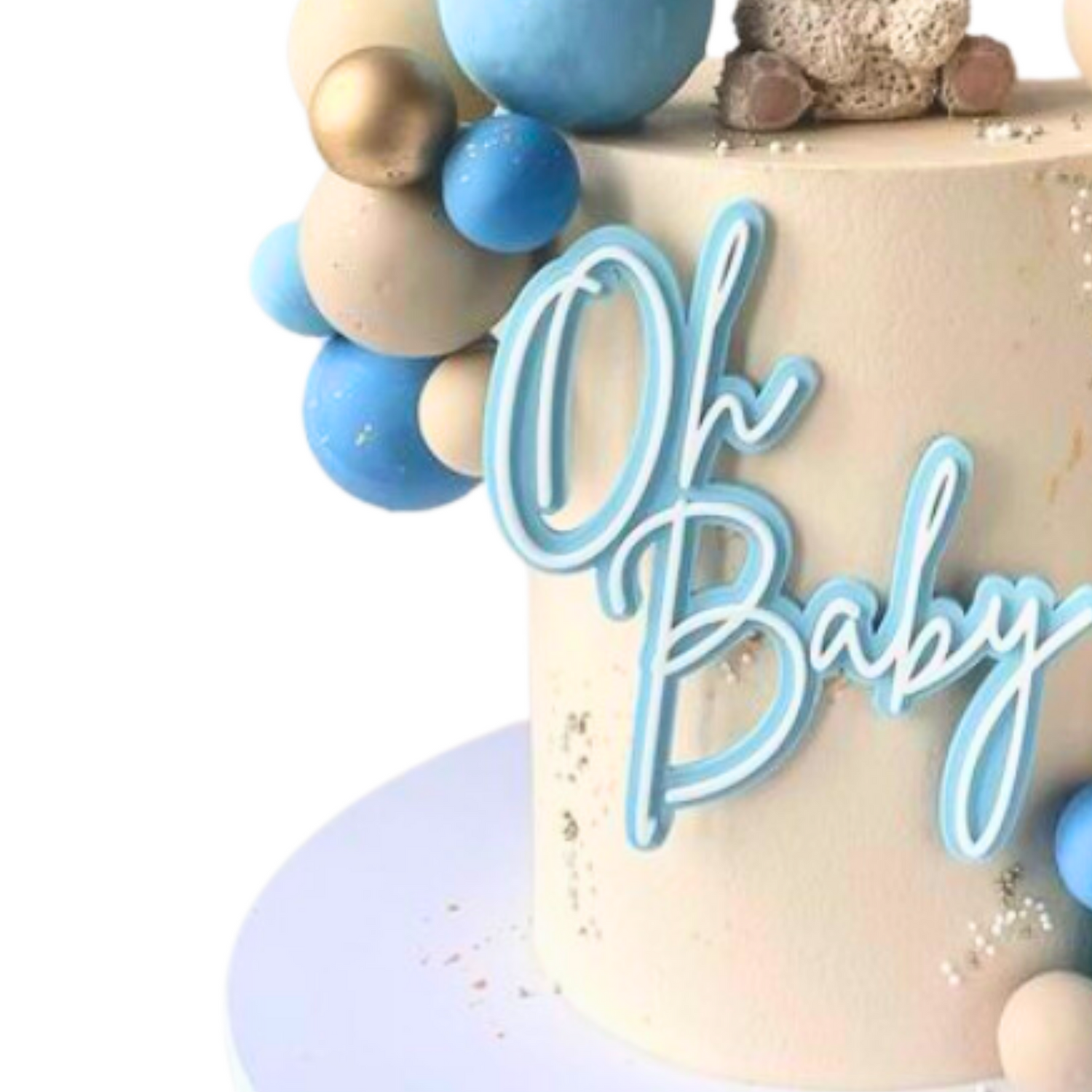 Script Font Oh Baby Acrylic Cake Charm
