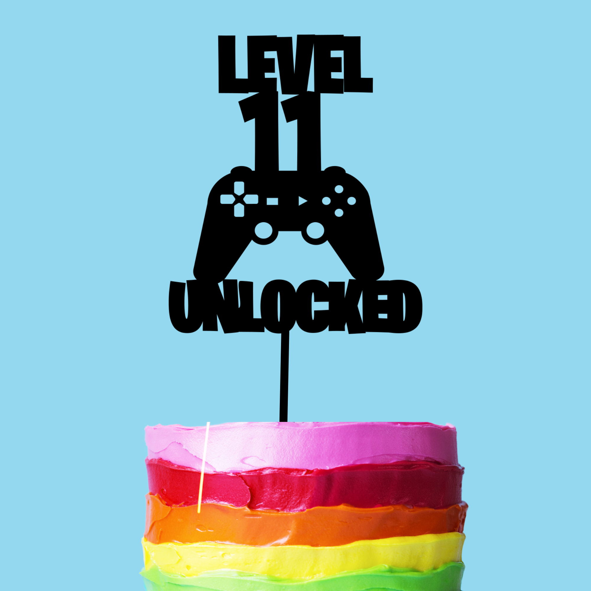 Level 11 Unlocked Gamer Cake Topper
