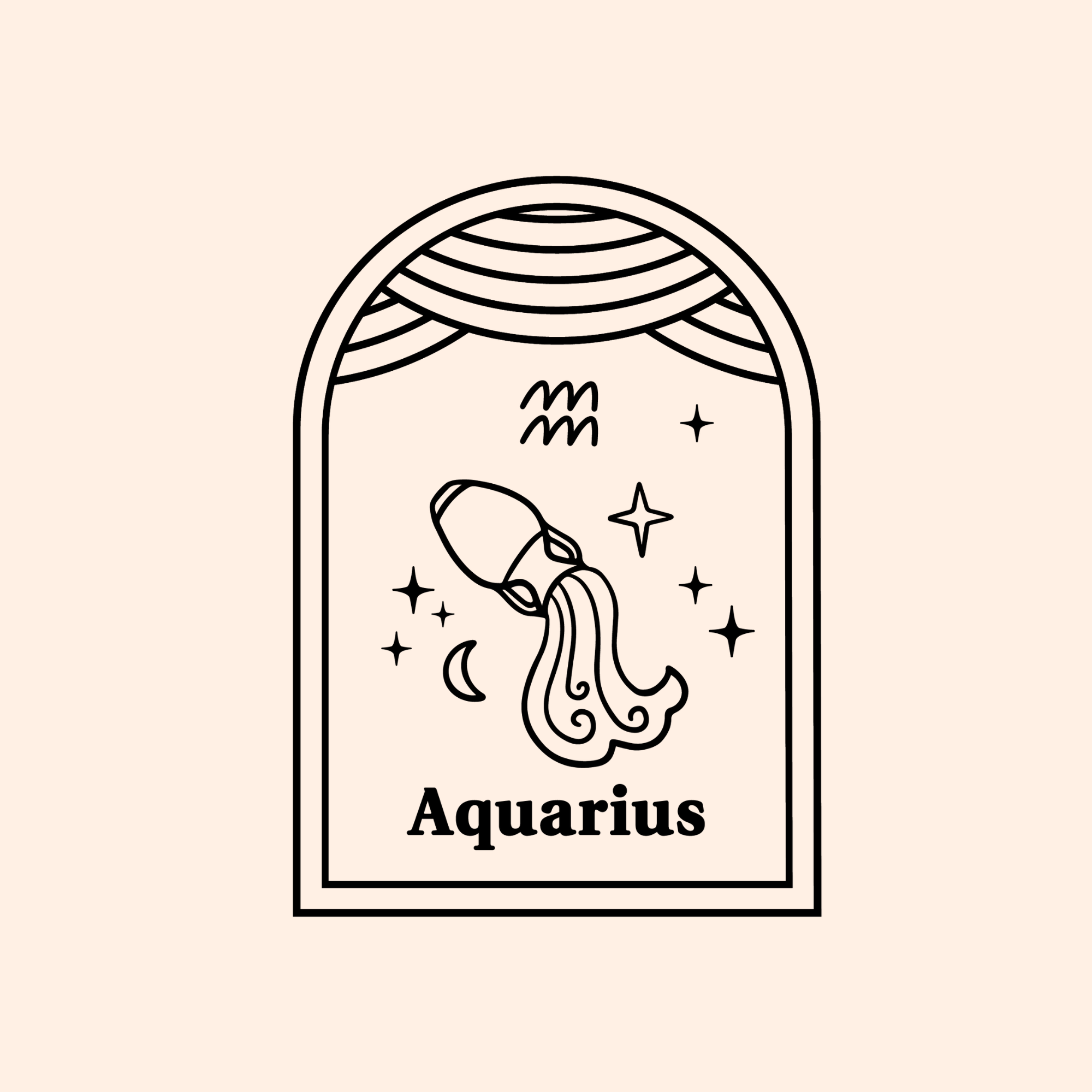 Aquarius Themed Cupcake Tag