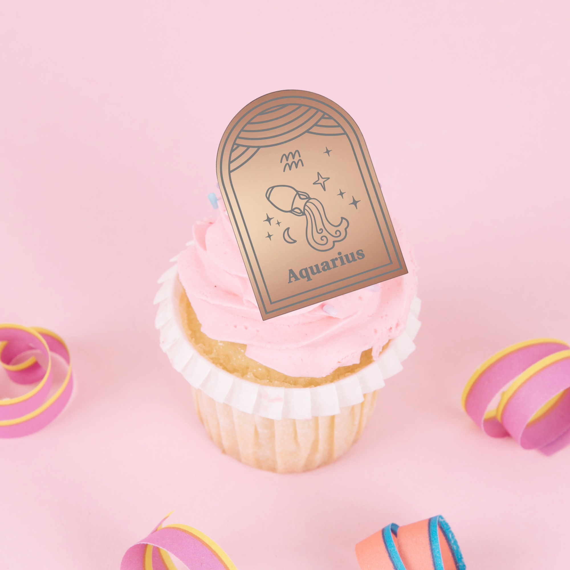 Aquarius Themed Cupcake Tag