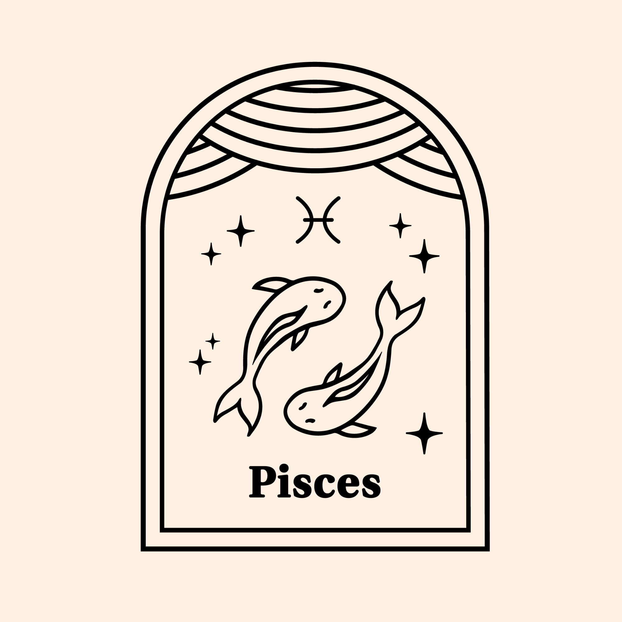 Pisces Themed Cupcake Tag