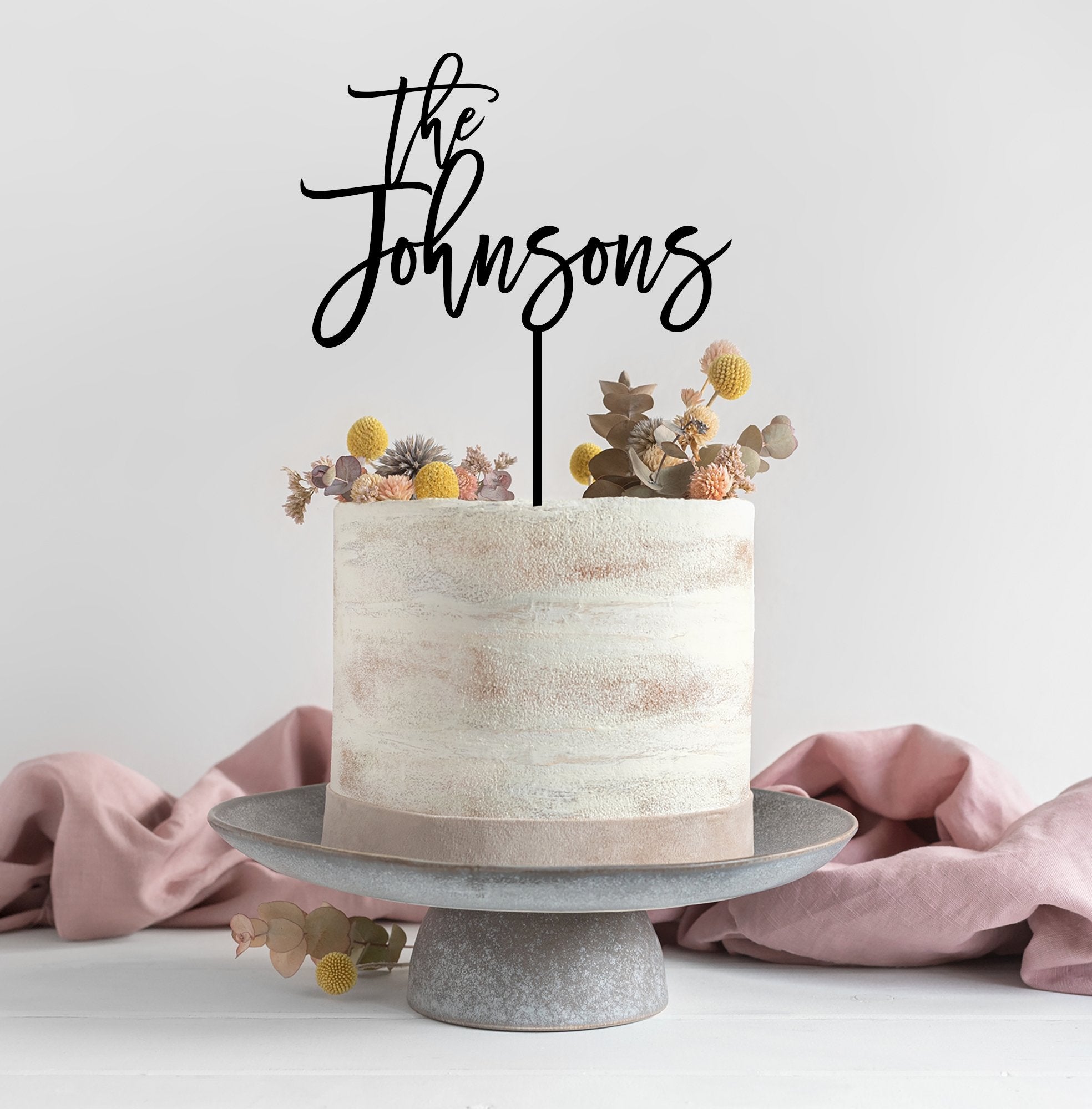 Beautiful Surname Wedding Cake Topper Acrylic - Cake Topper Warehouse