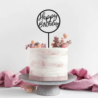 Circular Happy Birthday Acrylic Cake Topper - Cake Topper Warehouse