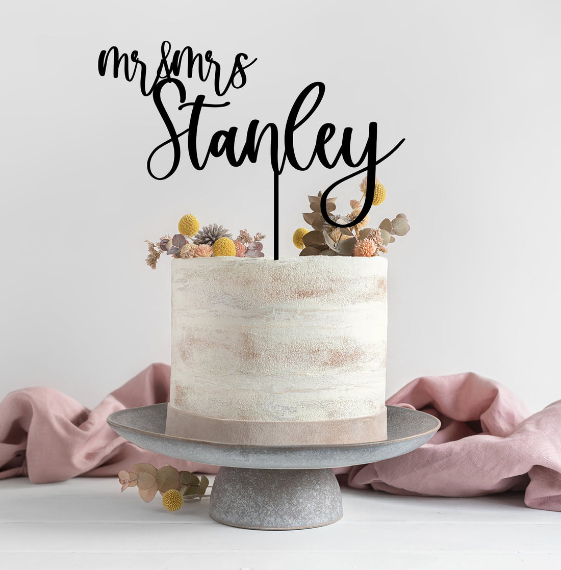 Classic Surname Wedding Cake Topper Acrylic - Cake Topper Warehouse