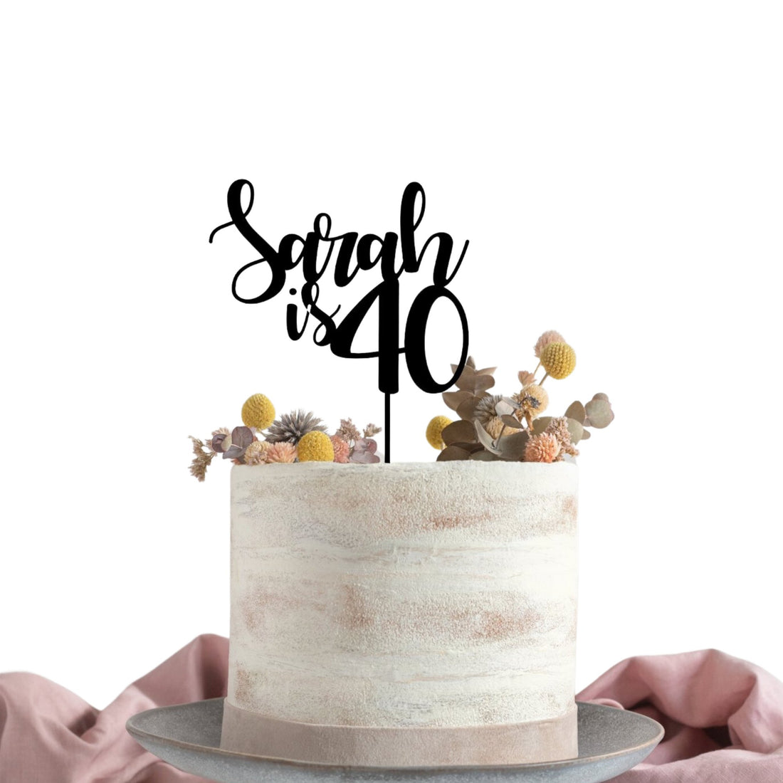 Elegant Name is Age Single Layer Acrylic Cake Topper - Cake Topper Warehouse