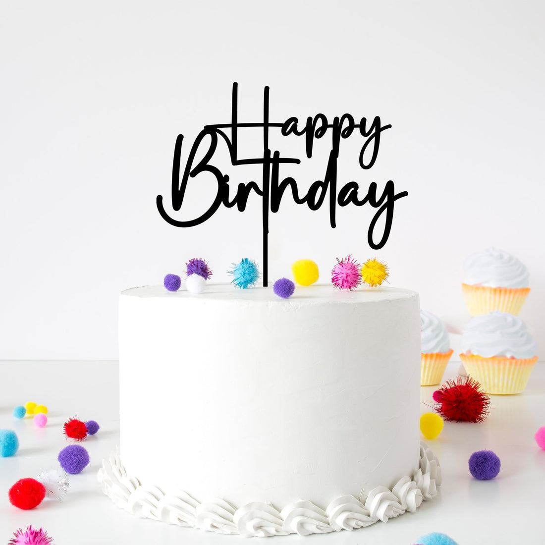 Fancy Happy Birthday Acrylic Cake Topper - Cake Topper Warehouse