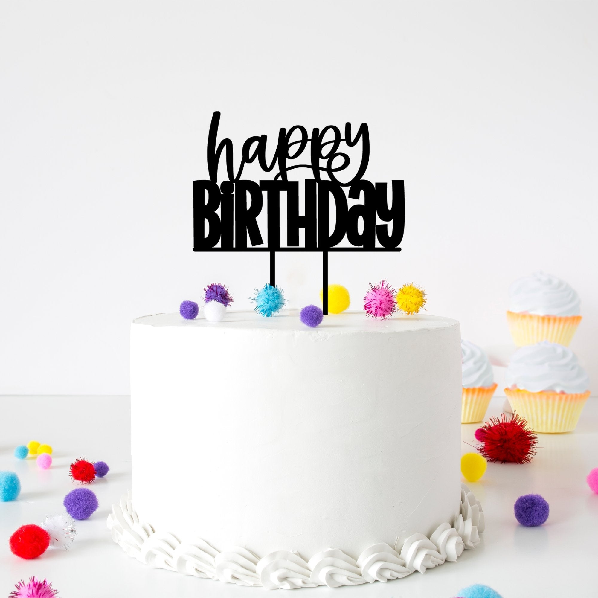 Funky Happy Birthday Acrylic Cake Topper - Cake Topper Warehouse