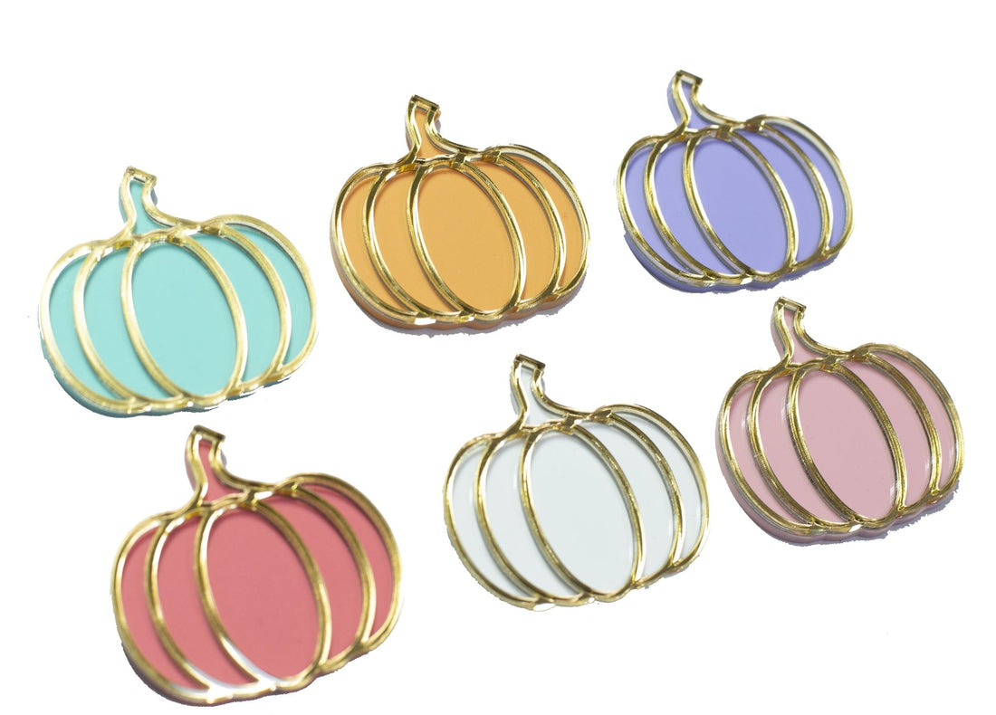 Gold and Pastel Pumpkin Cupcake Charms - Cake Topper Warehouse