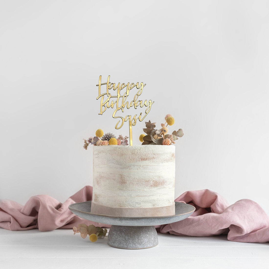 Happy Birthday Name Single Layer Acrylic Cake Topper - Cake Topper Warehouse