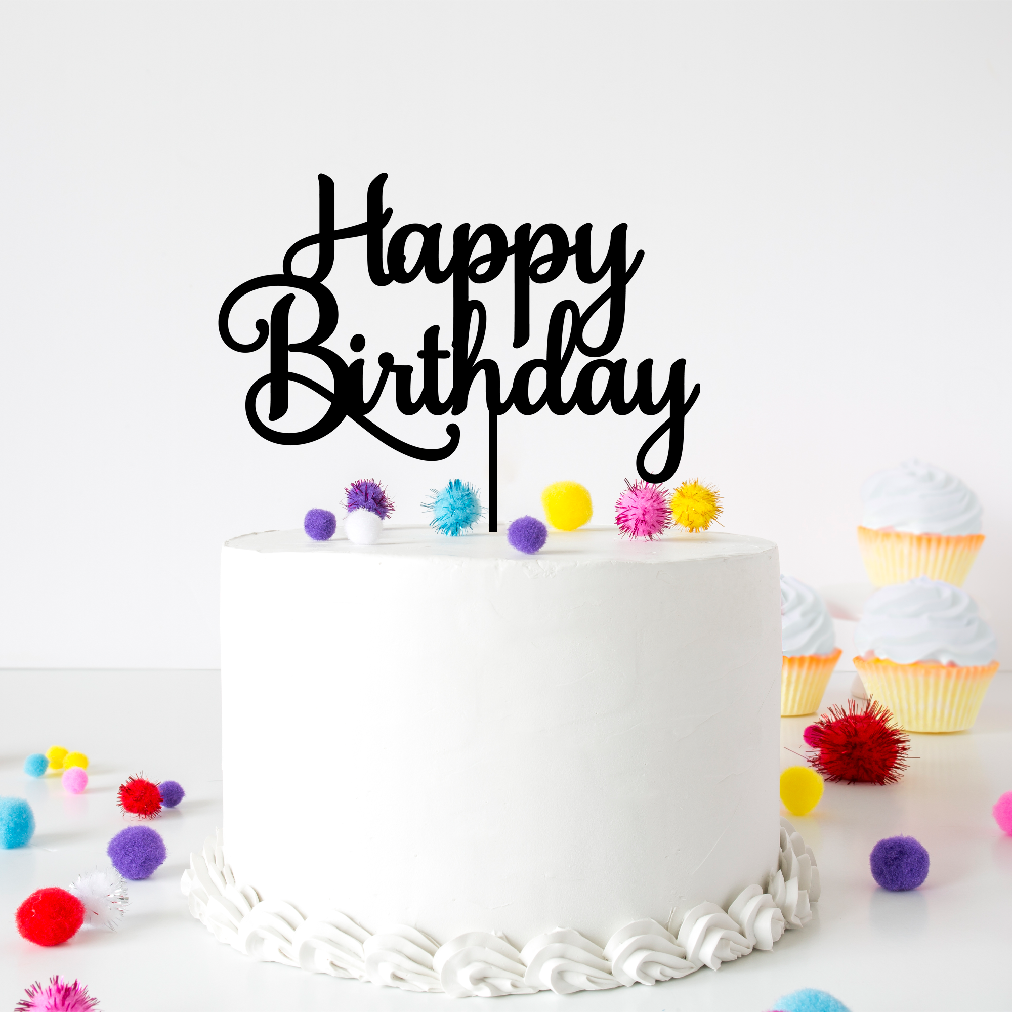 Stylish Happy Birthday Acrylic Cake Topper - Cake Topper Warehouse