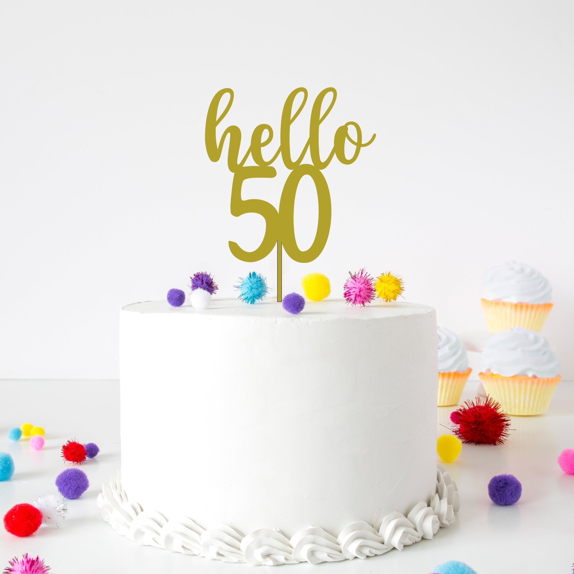 Hello 50 Acrylic Cake Topper - Cake Topper Warehouse