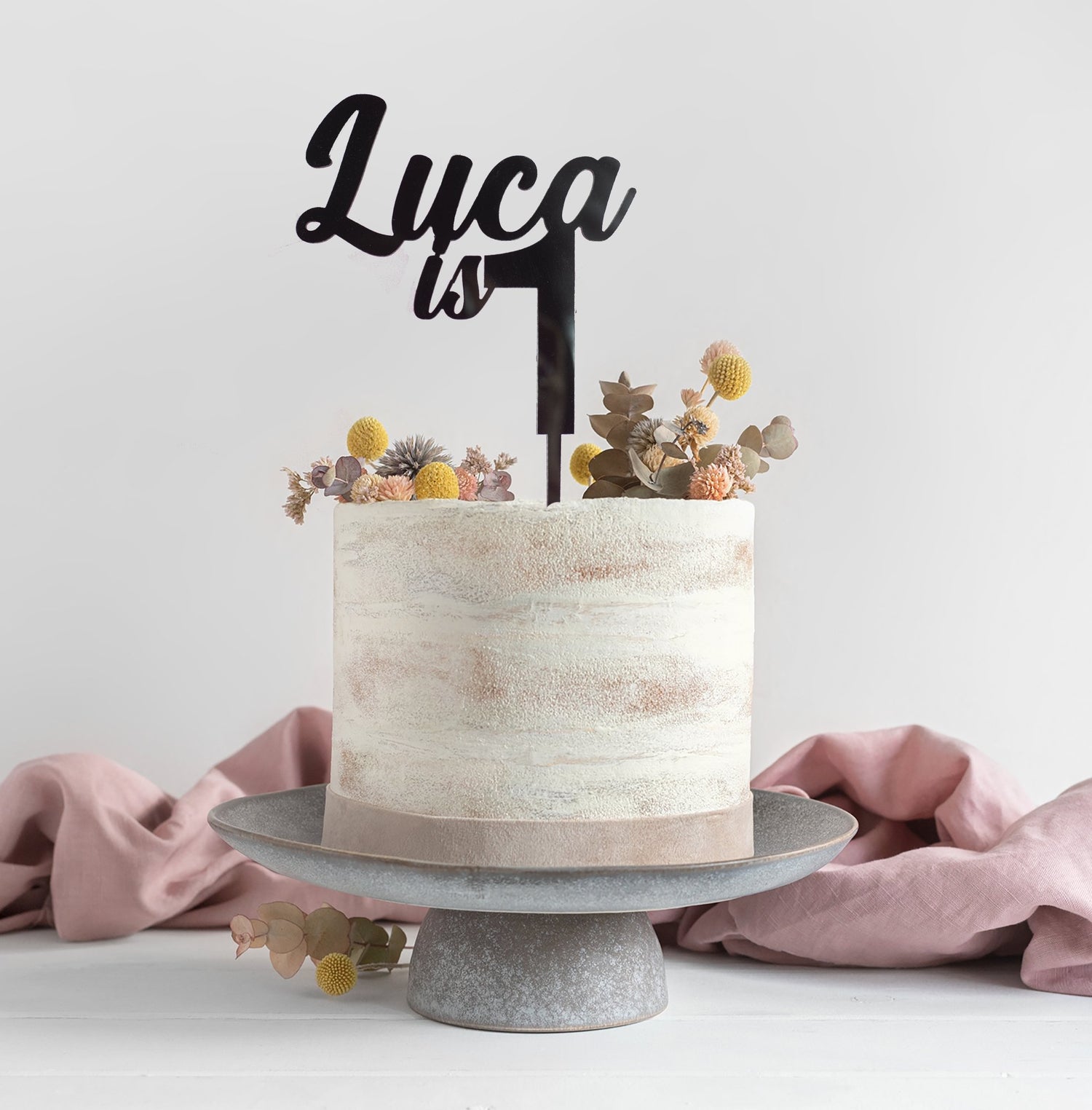 Italic Personalised Name and Age Cake Topper - Cake Topper Warehouse