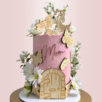 Fairy Magical Wooden Cake Topper Set Charm Number Age Personalised 