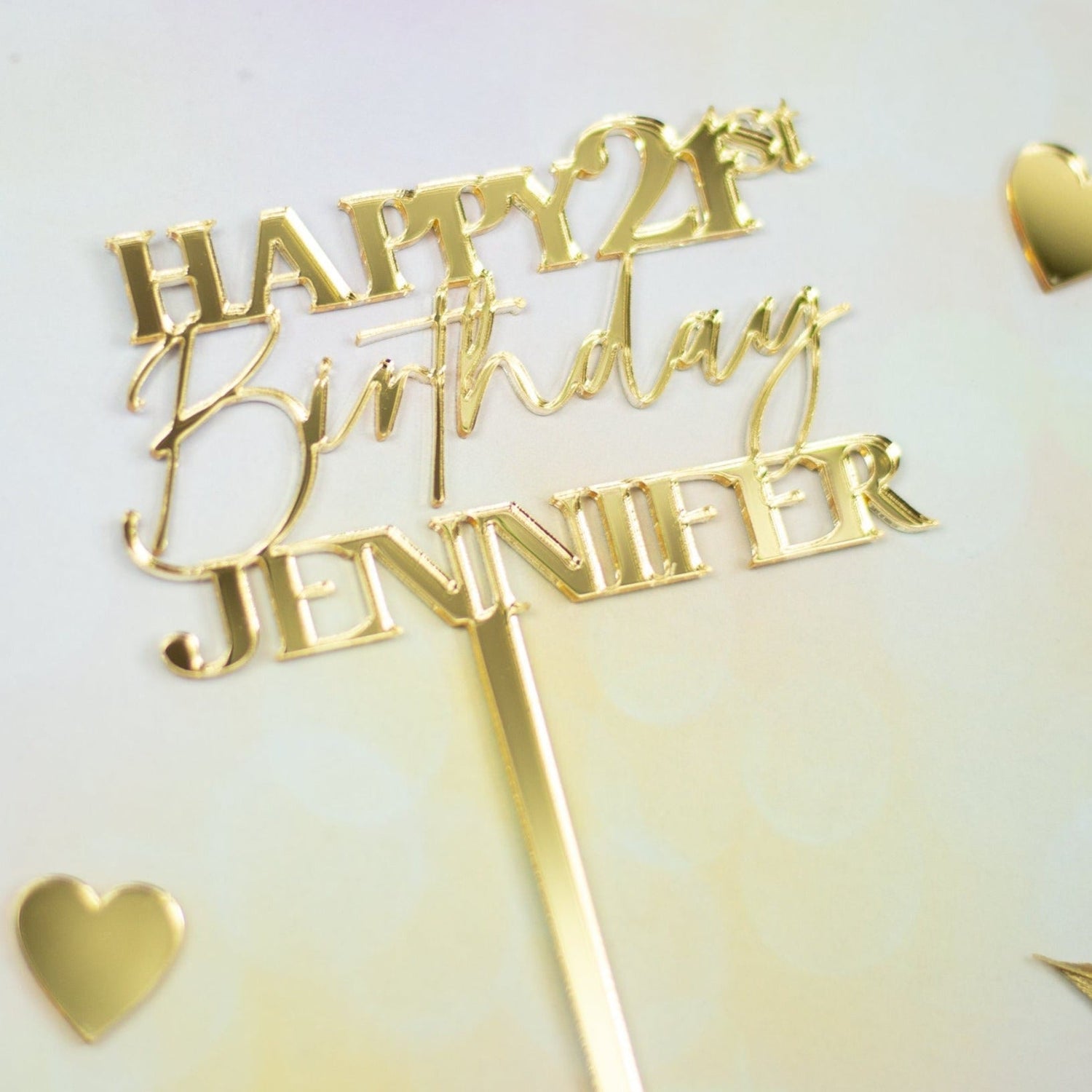 Modern Happy Birthday Name and Age Acrylic Cake Topper - Cake Topper Warehouse