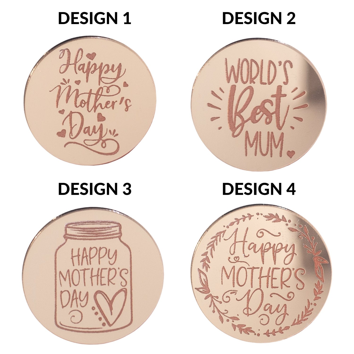 Mothers Day Designed Acrylic Cupcake Discs - Cake Topper Warehouse