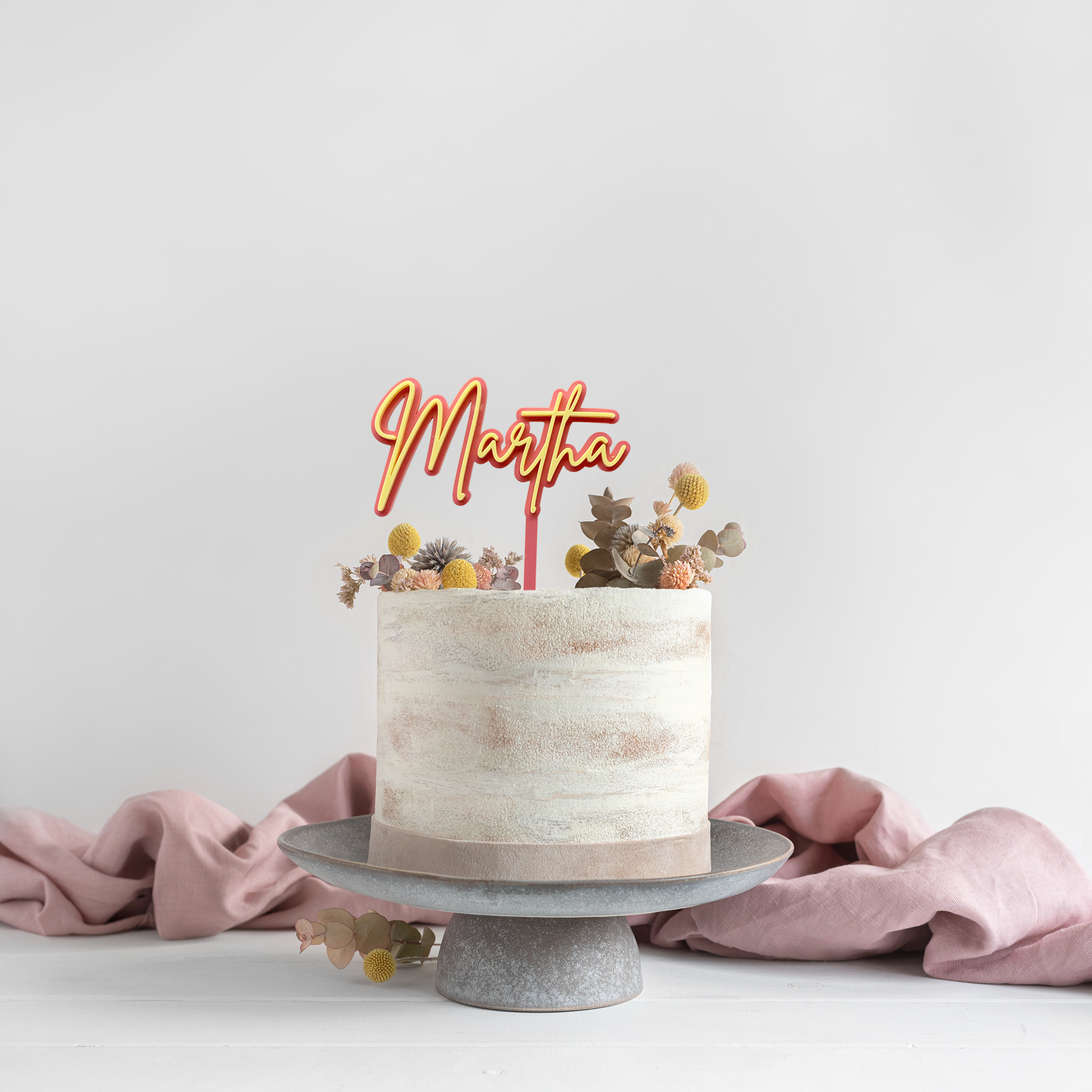 one word name cake topper double layer
