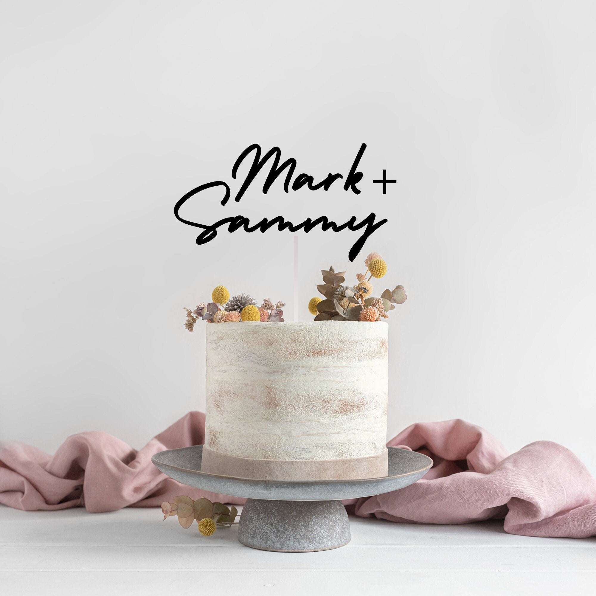 Personalised Floating Acrylic Wedding Cake Topper - Cake Topper Warehouse