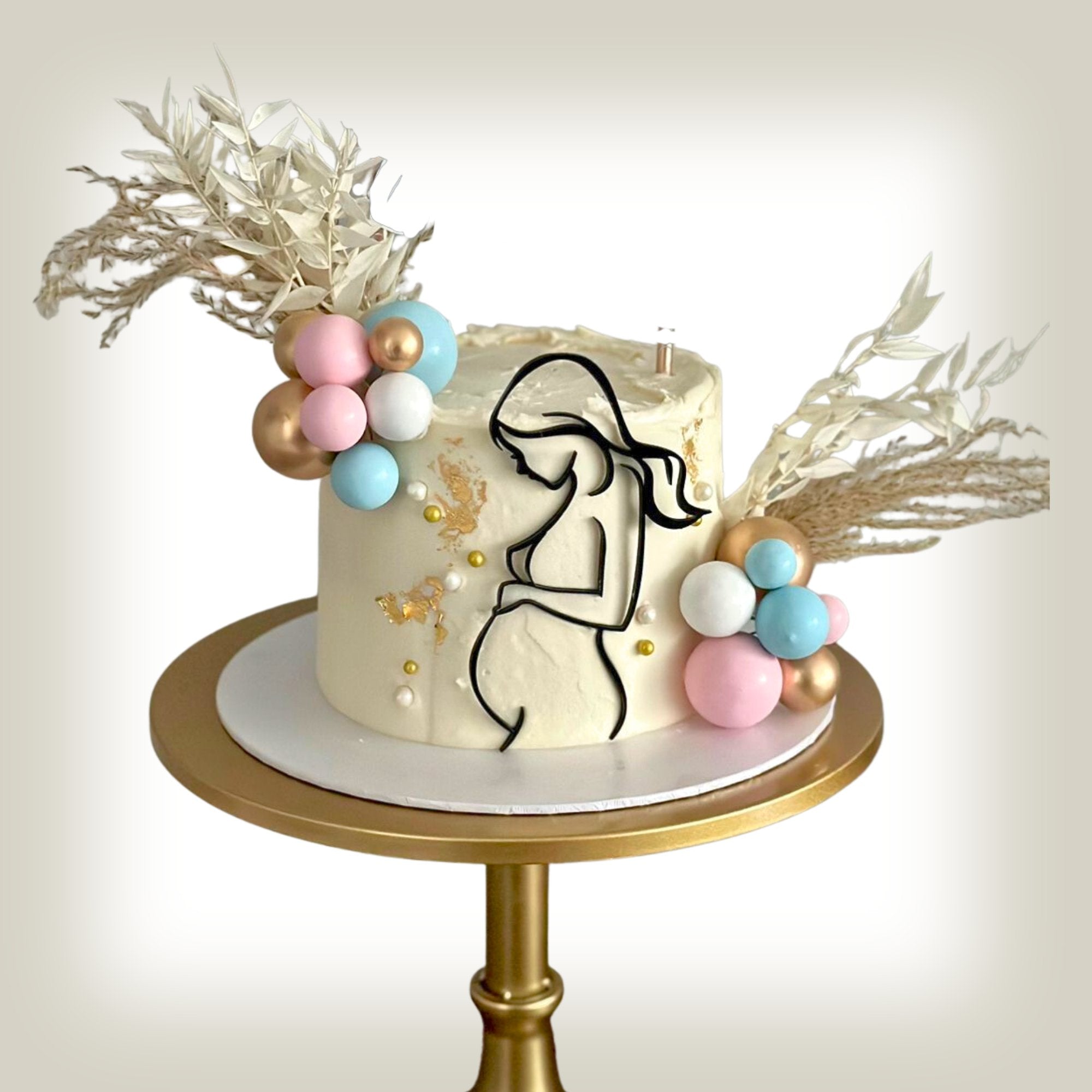 Pregnancy Lady Line Art Cake Charm - Cake Topper Warehouse