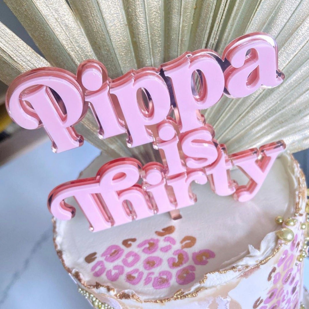 Retro Acrylic Name Age Cake Topper - Cake Topper Warehouse