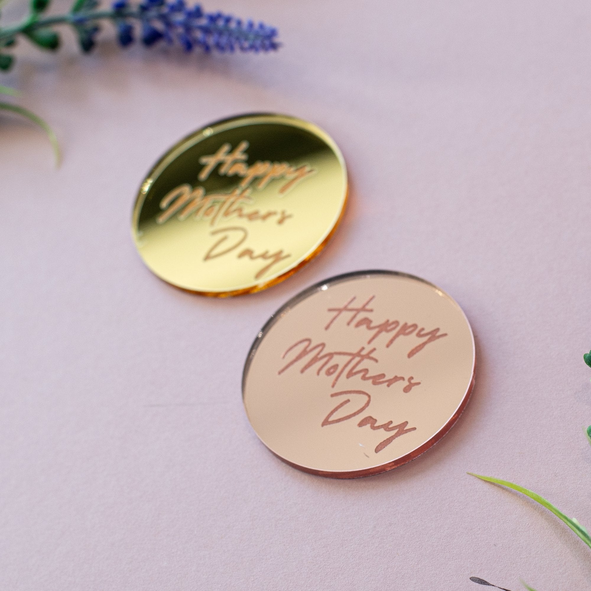 Script Font Mothers Day Acrylic Cupcake Discs - Cake Topper Warehouse