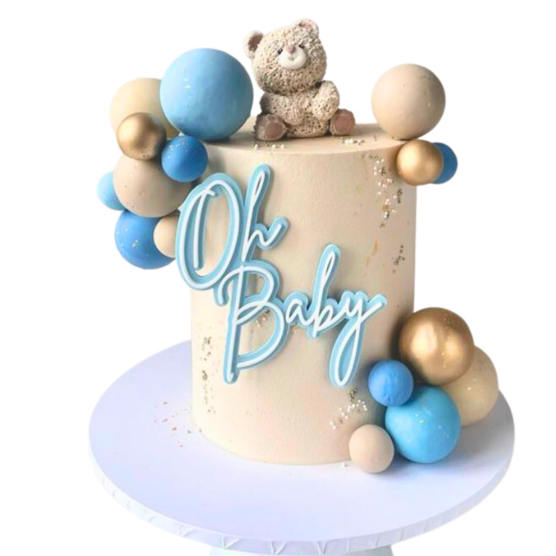 Script Font Oh Baby Acrylic Cake Charm - Cake Topper Warehouse