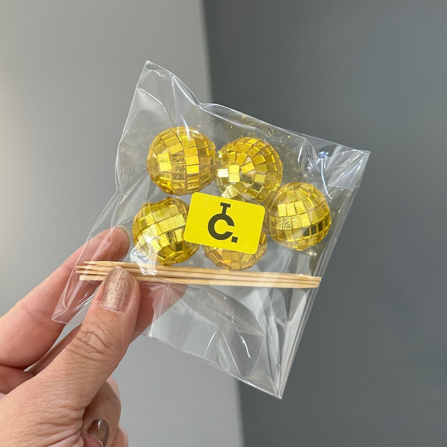 Small Gold Disco Balls - Pack of 5 - Cake Topper Warehouse