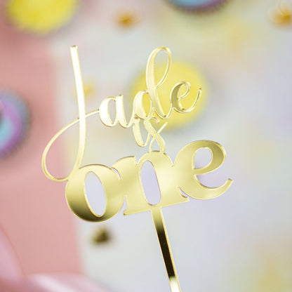 Stylish Name and Age Acrylic Cake Topper - Cake Topper Warehouse